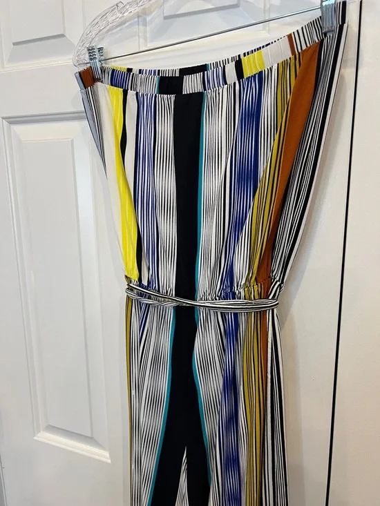 MSK Multicolor Striped Jump Suit with Self-Tie Belt - Picture 4 of 7